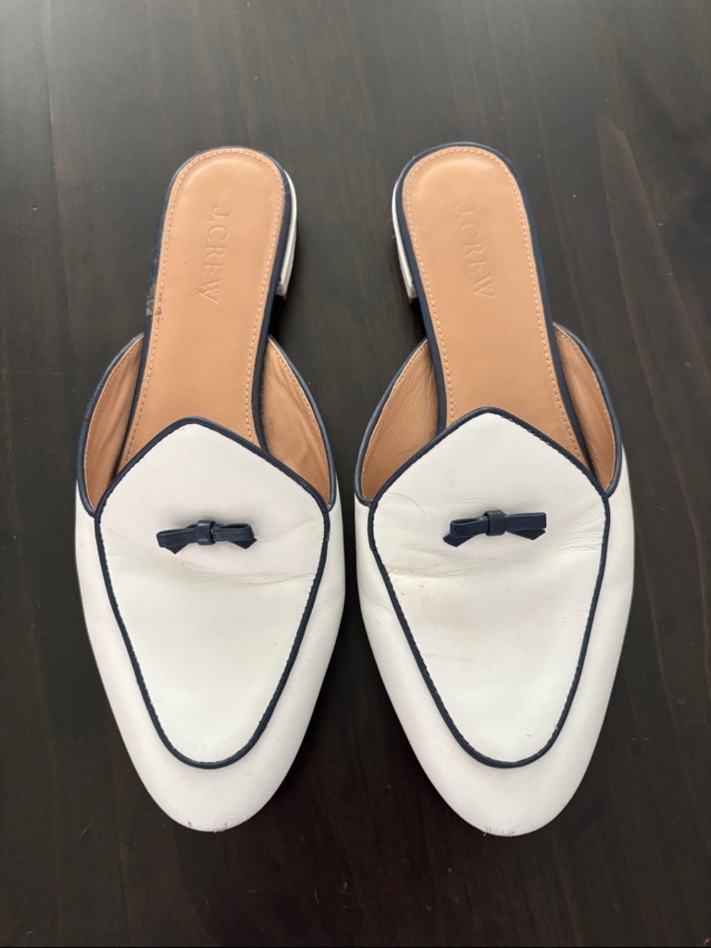 J. Crew Ivory Flats with Black Bow Accent